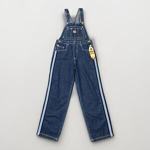 NWT VTG Revolt Overalls Medium‎ Blue Denim Striped Leg Carpenter Y2k